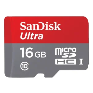 SanDisk 16GB Ultra microSDHC UHS-I/Class 10 Memory Card with Adapter, Speed Up to 80MB/s (SDSQUNC-016G-GN6MA)