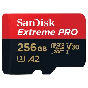 SanDisk 256GB Extreme PRO microSD UHS-I Card with Adapter C10, U3, V30, A2, 200MB/s Read 140MB/s Write SDSQXCD-256G-GN6MA