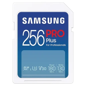 Samsung PRO Plus SD Card, 256GB, UHS-I U3, Full HD & 4K UHD, 180MB/s Read, 130MB/s Write, Memory Card for SLR Cameras and System Cameras, MB-SD256S/APC