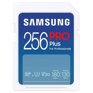 SAMSUNG PRO Plus Full Size 256GB SDXC Memory Card, Up to 180 MB/s, Full HD &,MB-SD256SB/WW