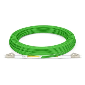 3m (10ft) Fiber Patch Cable, 2 Fibers, LC UPC Duplex to LC UPC Duplex, Multimode (OM5), Riser (OFNR), 2.0mm, Tight-Buffered, Lime Green