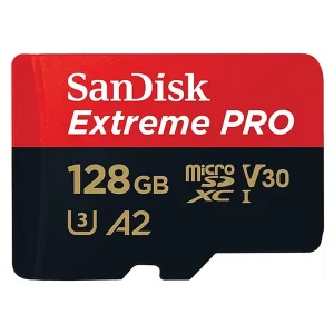 SanDisk 128GB Extreme PRO microSD UHS-I Card with Adapter C10, U3, V30, A2, 200MB/s Read 90MB/s Write SDSQXCD-128G-GN6MA
